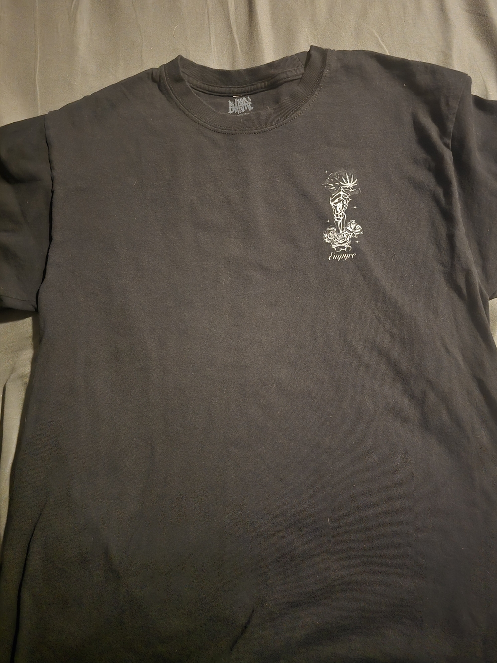 Empyre Black Short-Sleeve Graphic Tee with White Chest Design